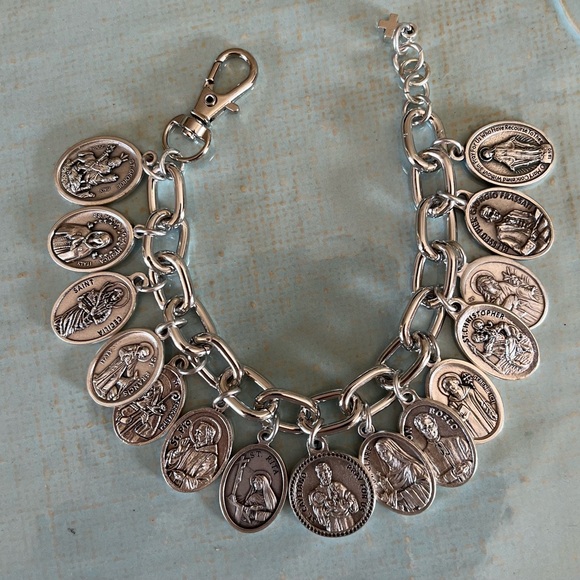 CHARM BRACELET Italian Roman Saints Catholic Medals Patron Saints - Picture 1 of 14
